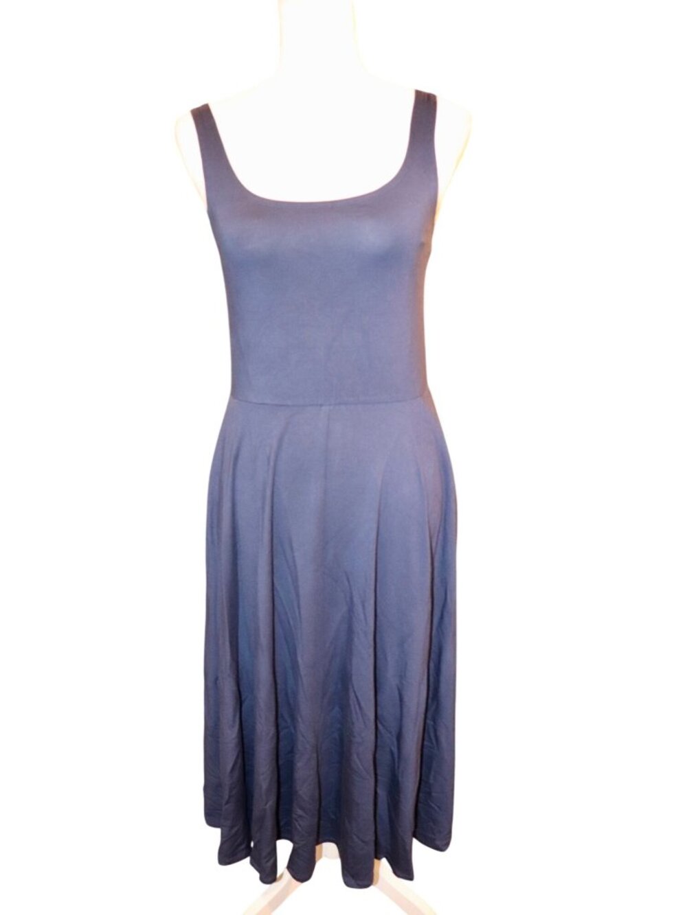 Quince Tencel Jersey Fit & Flare Navy Dress, Medium NWT